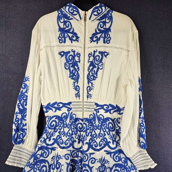 NEW Alice + Olivia Loryn Cotton Embroidered Mini Dress Size 12 #1534 - Picture 7 of 11